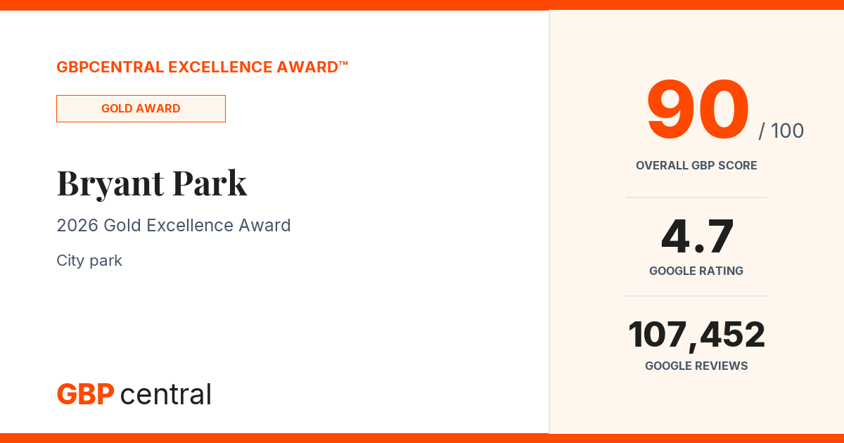 Preview of Bryant Park's certificate