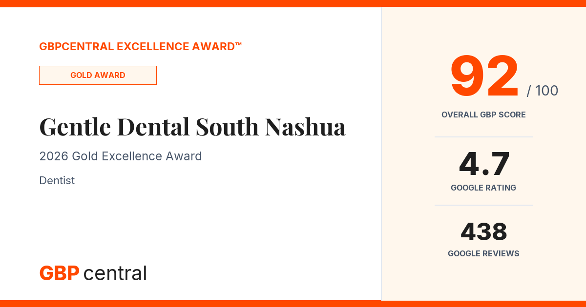 Preview of Gentle Dental South Nashua's certificate