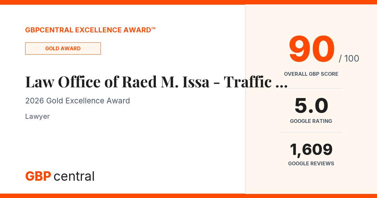 Preview of Law Office of Raed M. Issa - Traffic Ticket Lawyer's certificate