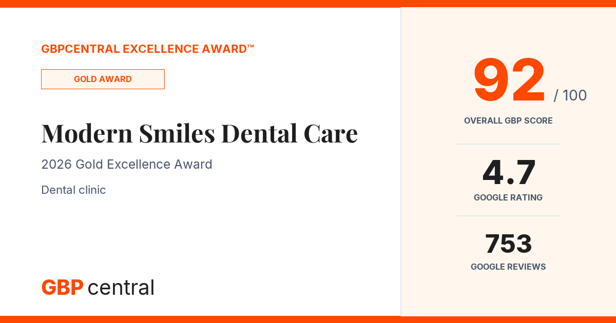 Preview of Modern Smiles Dental Care's certificate