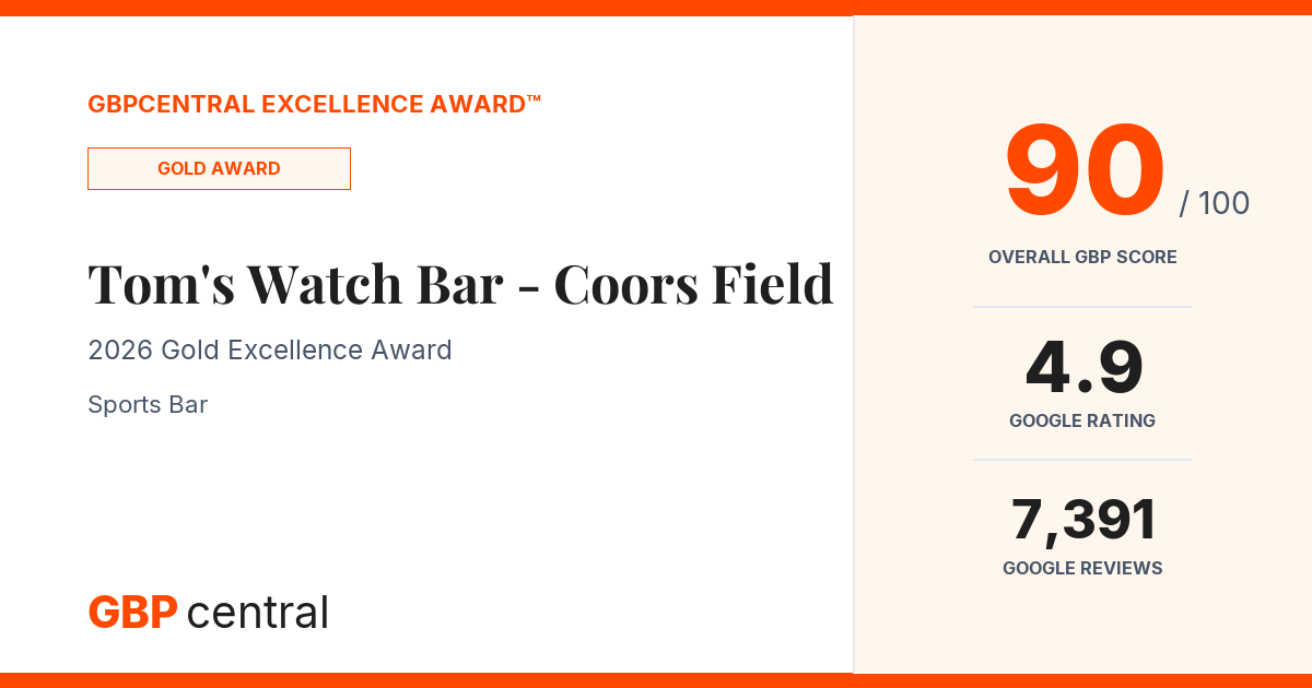 Preview of Tom's Watch Bar - Coors Field's certificate