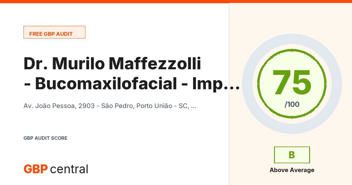 Preview of the Dr. Murilo Maffezzolli - Bucomaxilofacial - Implante Dentário - Prótese Dentária - Prótese Fixa - Prótese Protocolo audit report