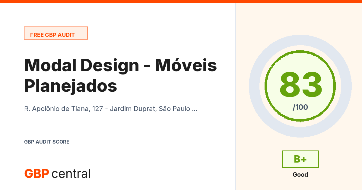 Preview of the Modal Design - Móveis Planejados audit report