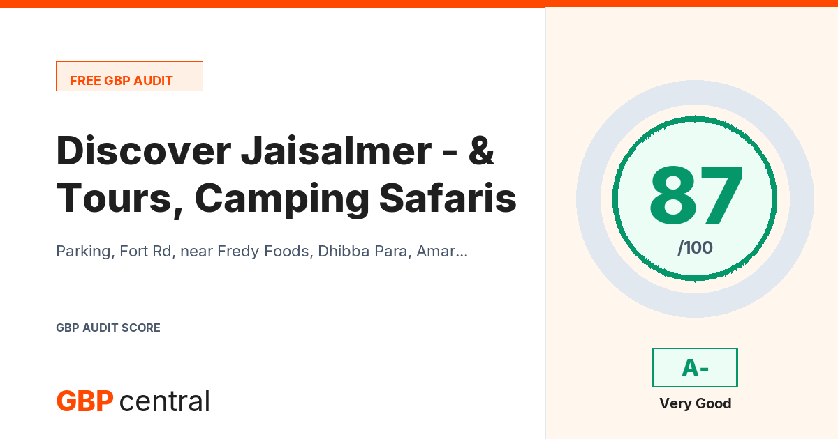 Preview of the Discover Jaisalmer - Tours, Camping & Safaris audit report