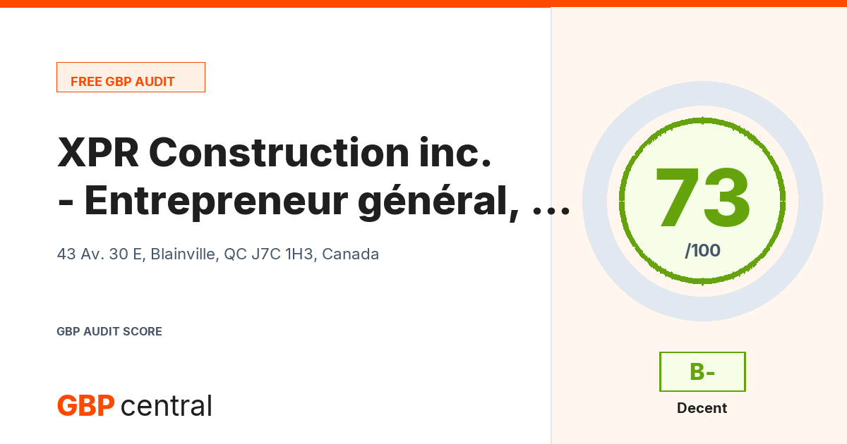 Preview of the XPR Construction inc. - Entrepreneur général, Rénovation Blainville audit report