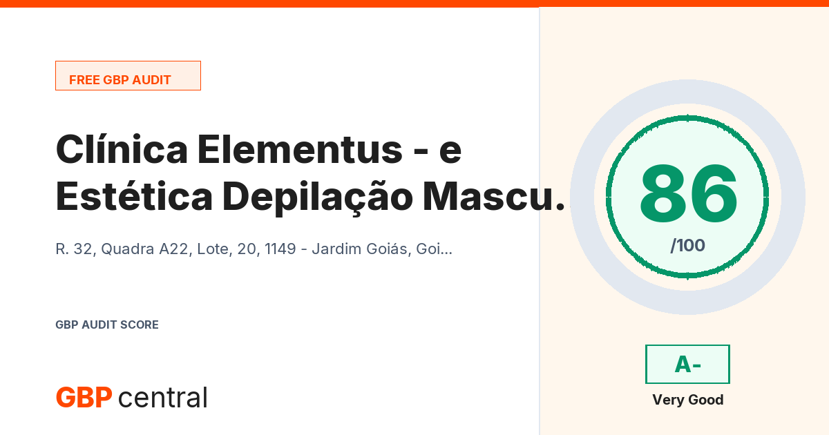 Preview of the Clínica Elementus - Estética e Depilação Masculina audit report