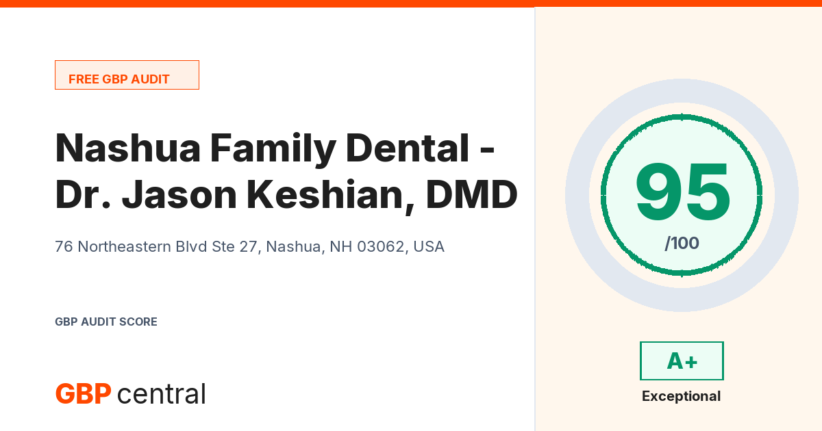 Preview of the Nashua Family Dental - Dr. Jason Keshian, DMD audit report