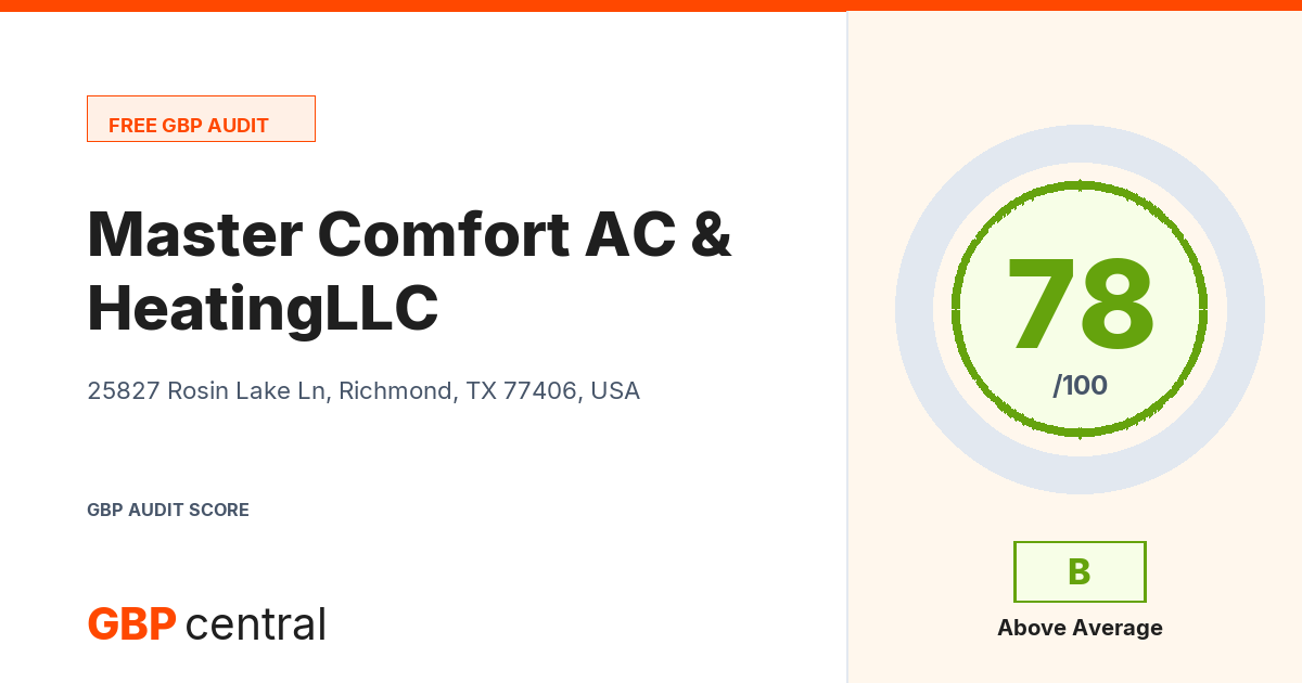 Preview of the Master Comfort AC & HeatingLLC audit report
