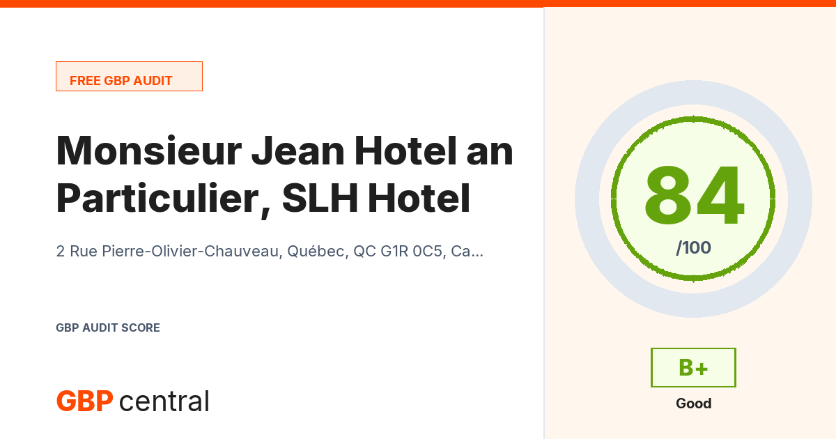 Preview of the Monsieur Jean Hotel Particulier, an SLH Hotel audit report