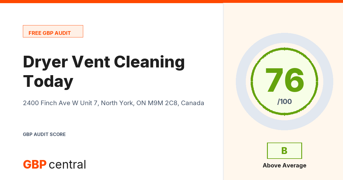 Preview of the Dryer Vent Cleaning Today audit report