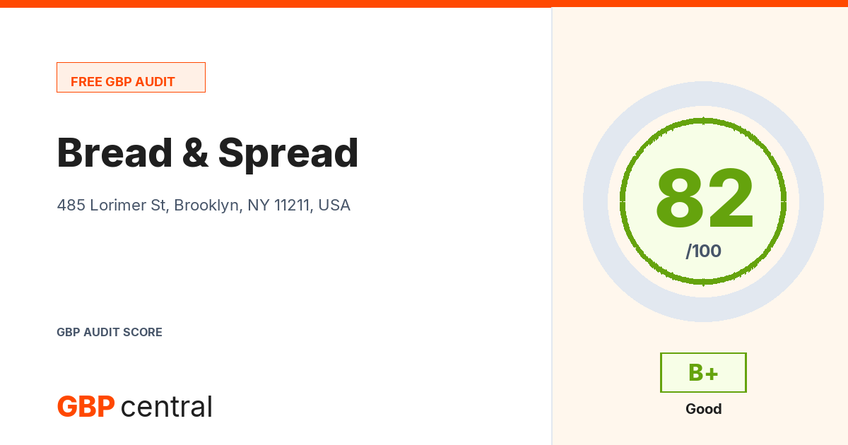 Preview of the Bread & Spread audit report