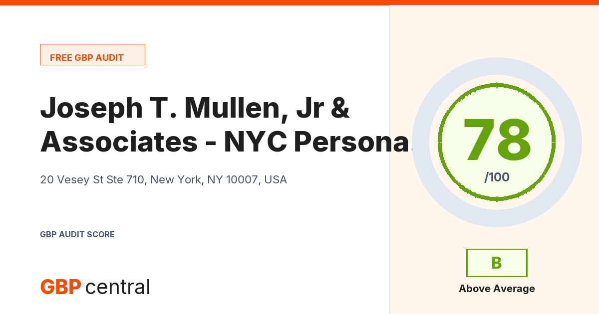 Preview of the Joseph T. Mullen, Jr & Associates - NYC Personal Injury Lawyer audit report