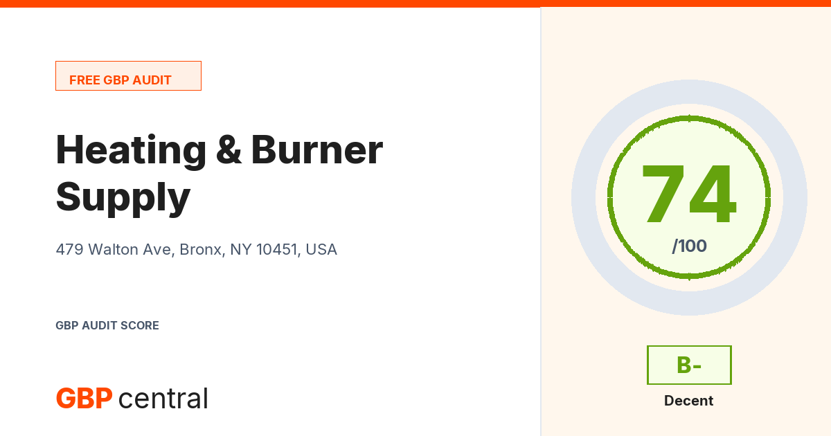 Preview of the Heating & Burner Supply audit report