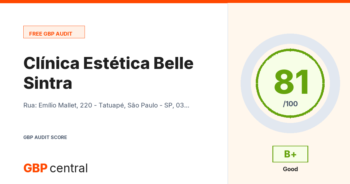 Preview of the Clínica Estética Belle Sintra audit report