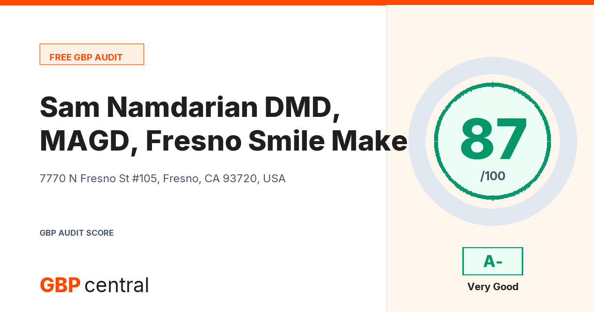 Preview of the Sam Namdarian DMD, MAGD, Fresno Smile Makeovers audit report