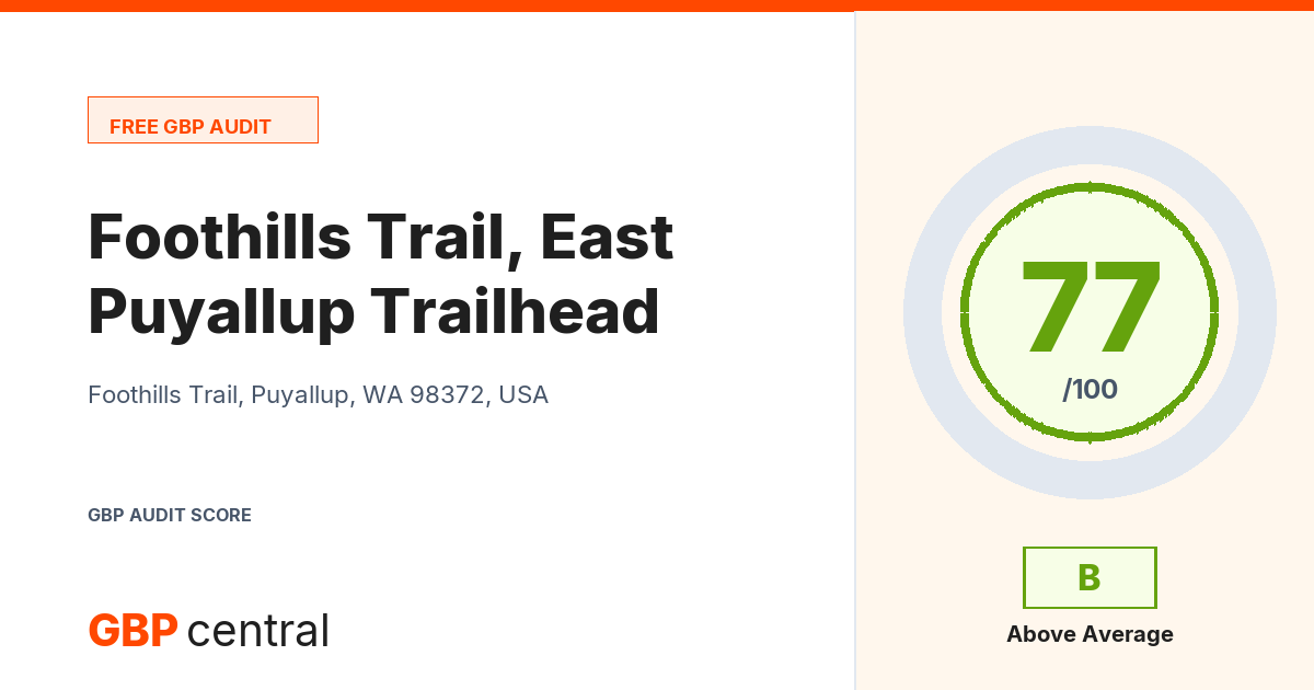 Preview of the Foothills Trail, East Puyallup Trailhead audit report