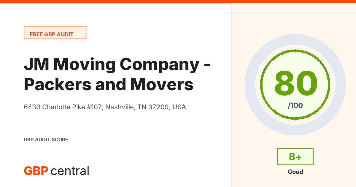 Preview of the JM Moving Company - Packers and Movers audit report