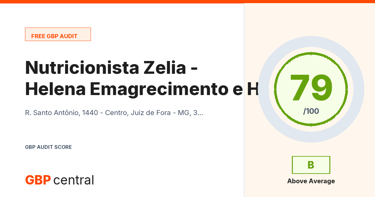Preview of the Nutricionista Zelia Helena - Emagrecimento e Hipertrofia em Juiz de Fora audit report