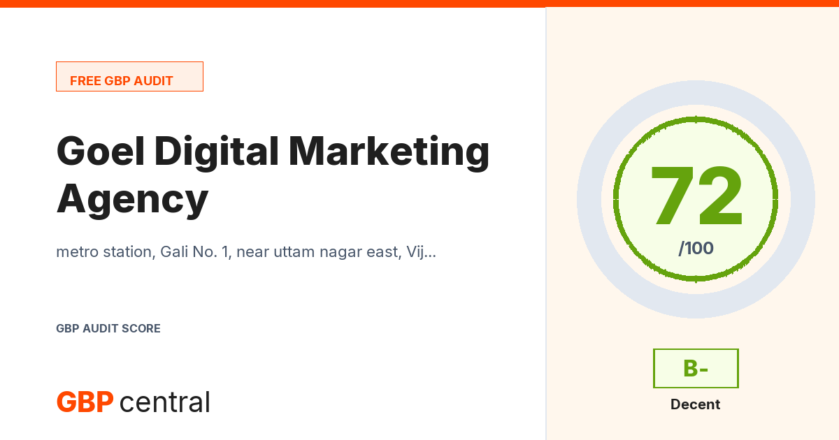 Preview of the Goel Digital Marketing Agency audit report