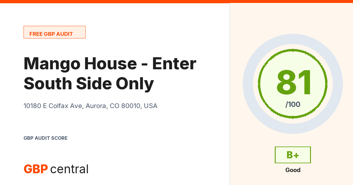 Preview of the Mango House - Enter South Side Only audit report