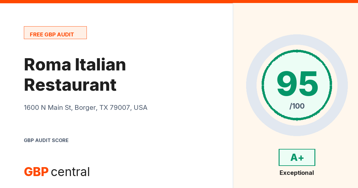 Preview of the Roma Italian Restaurant audit report