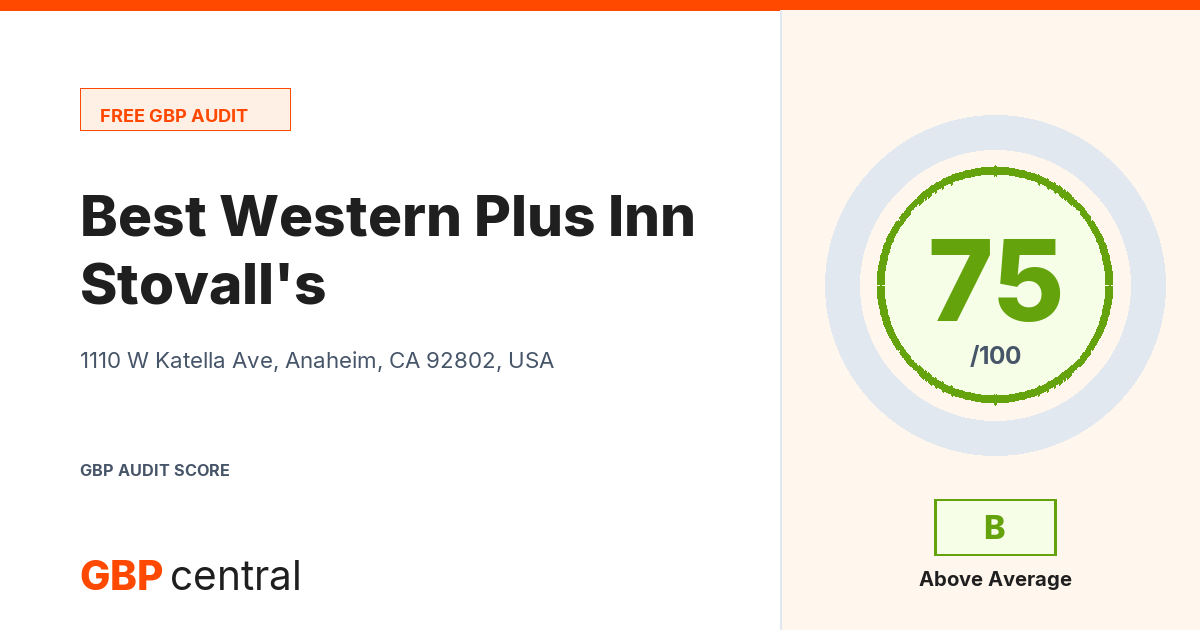 Preview of the Best Western Plus Stovall's Inn audit report