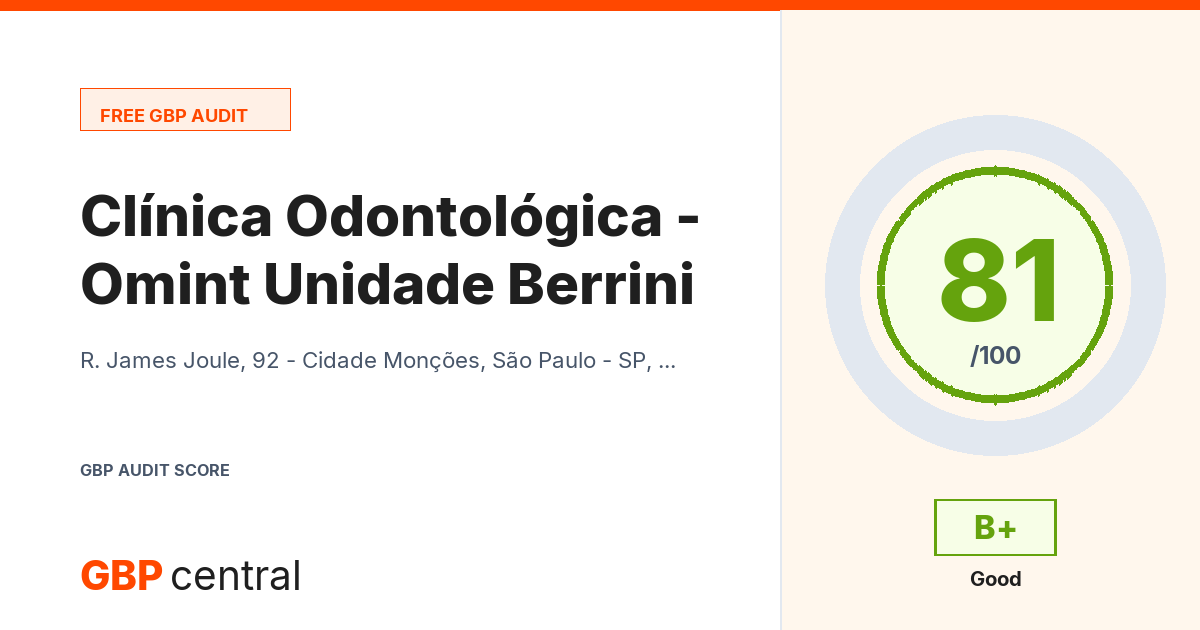 Preview of the Clínica Odontológica Omint - Unidade Berrini audit report