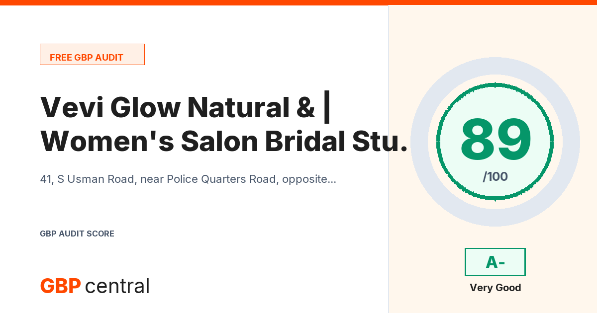 Preview of the Vevi Glow Natural Women's Salon & Bridal Studio | Cosmetics shop audit report