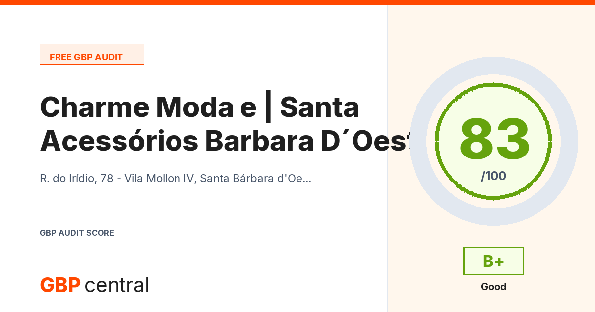 Preview of the Charme Moda e Acessórios | Santa Barbara D´Oeste audit report