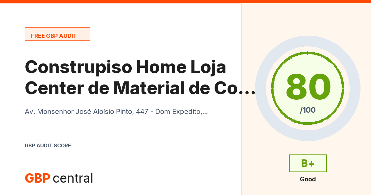 Preview of the Construpiso Home Center Loja de Material de Construção audit report