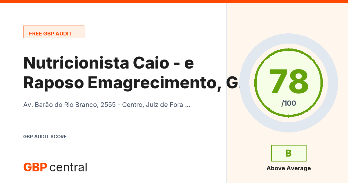 Preview of the Nutricionista Caio Raposo - Emagrecimento, Ganho de Massa Magra e Longevidade | Juiz de Fora - MG audit report
